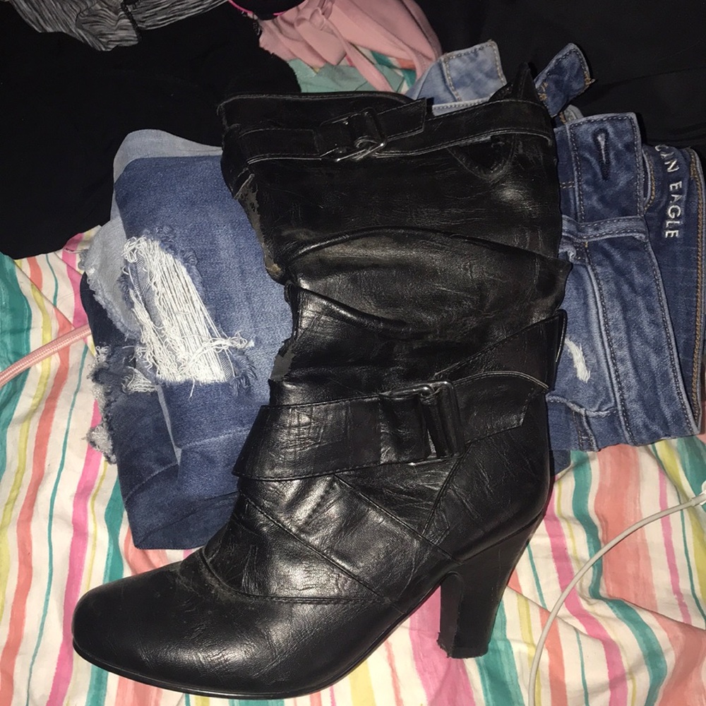 black dress heel boots